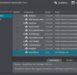 Seit CS5 werden im Adobe Extension Manager alle Zusatzmodule übersichtlich aufgelistet.