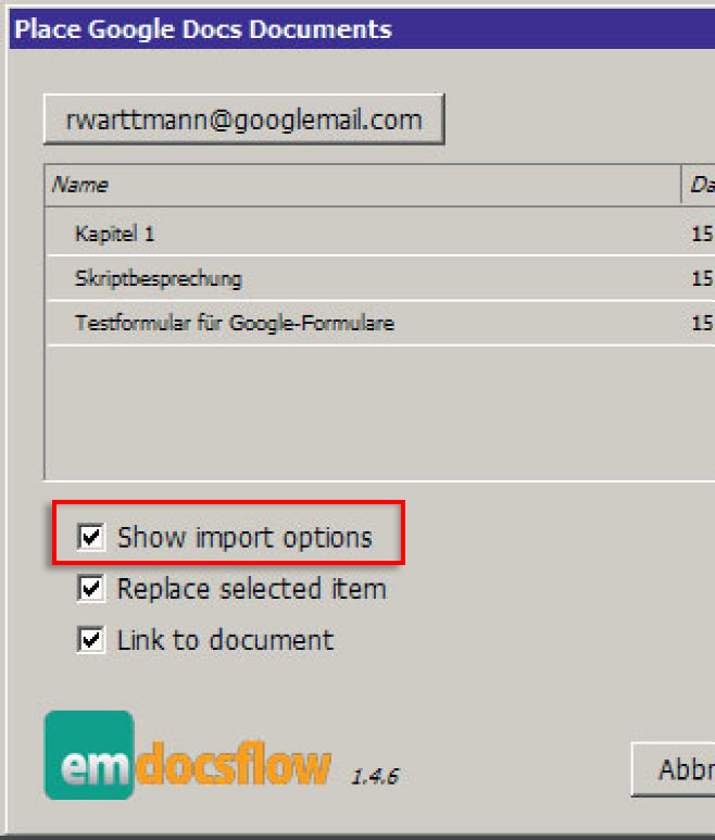 docsflow export to google docs grayed out